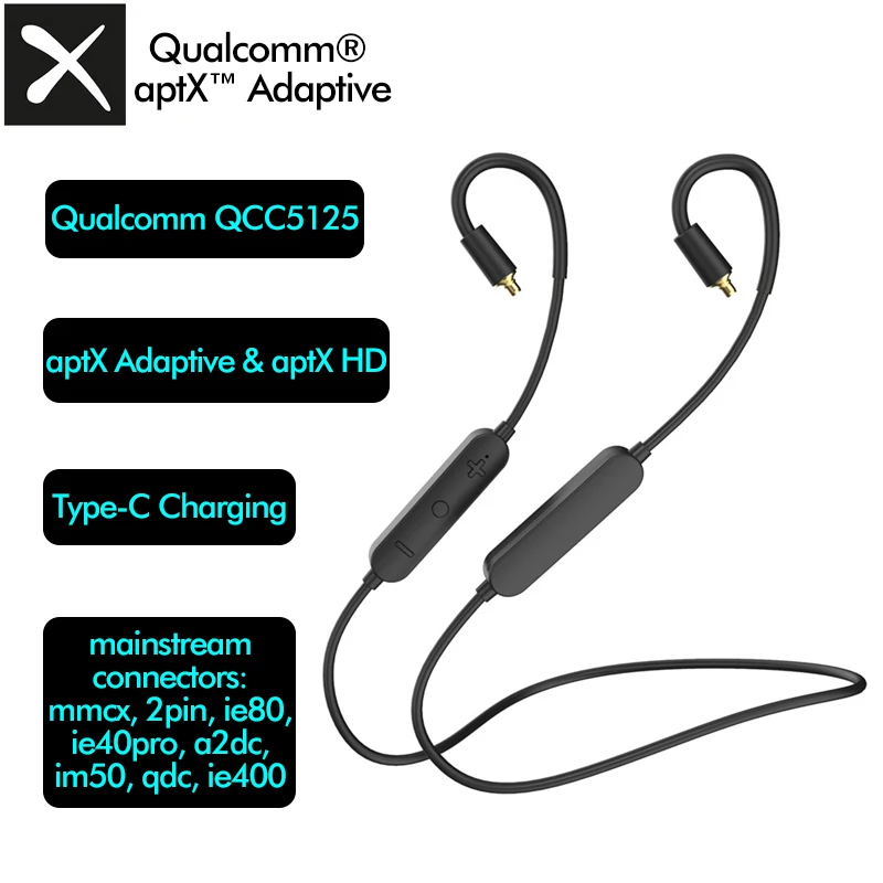 aptX Adaptive HD AAC Bluetooth MMCX Cable Multipoint High Resolution Upgradefor Fiio FH3 SHANGLING ME500 SONY XBA-N3AP HIFI Bass |
