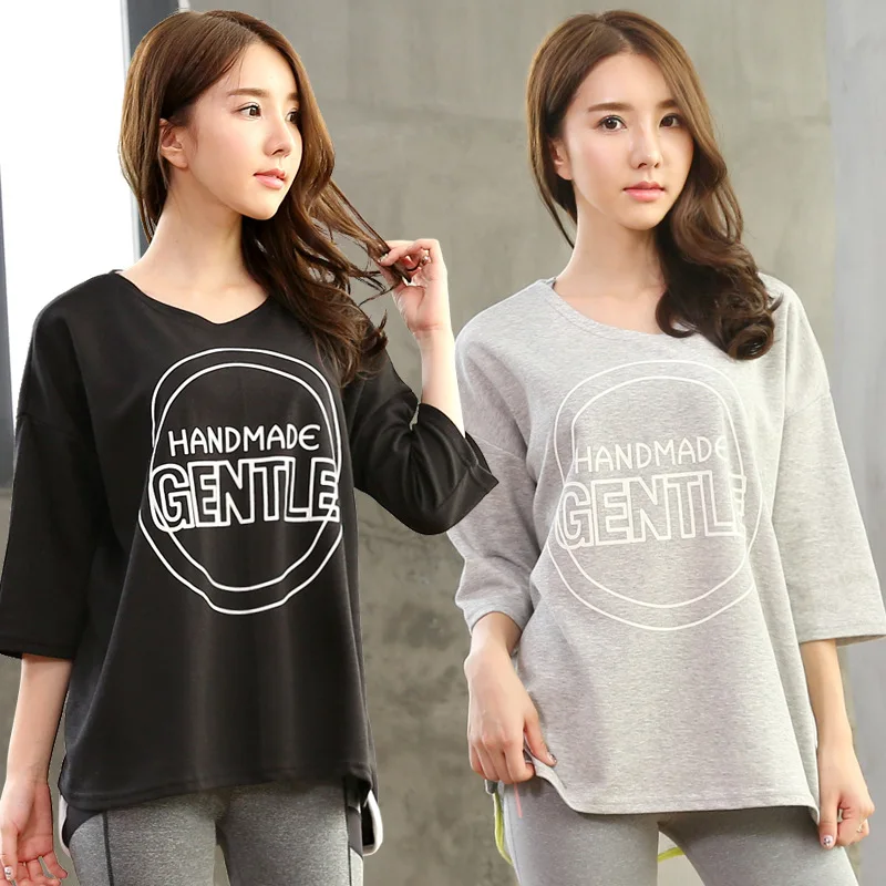 

Korean-style New Style Jogging Suits Yoga Clothes Sports Clothing Loose And Plus-sized Gym Workout Clothes Half-sleeve Shirt Yog