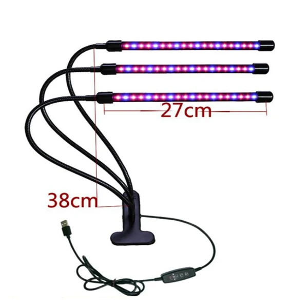 three head Полный спектр светодиодный свет для выращивания DC5V 9 Вт 18 Вт 27 Вт 36 Вт гибкий зажим USB источник питания для ноутбука растительный свет для цветочных растений лампа - Испускаемый цвет: three head