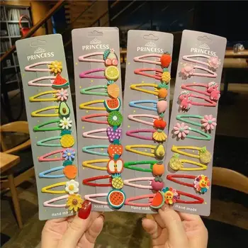 

10PC/5PC Ins Baby Girls Hairpins Fruit Sequin Princess BB Clip Colorful Hair Clips Fpr Girls Headwear Hair Accessories Barretts