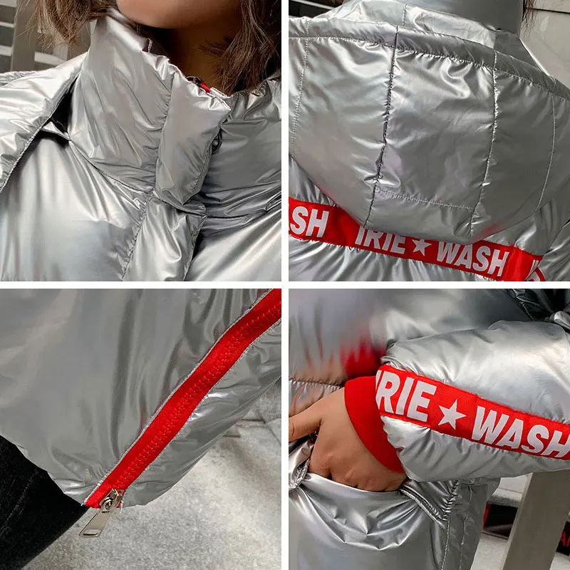New Arrival Fashion Women Winter Jacket Cotton Padded Warm Thicken Ladies Coat Silver Gray Long Coats Parka Womens Jackets