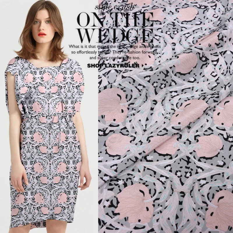 Полностью шелковая ткань из крепдешина с цифровой печатью шелк тутового