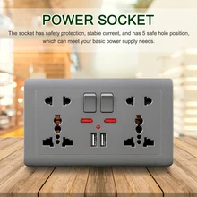 

146 Model Wall Power Socket Universal 5 Hole Dual USB Charger Port LED Indicator UK Standard USB Switched Outlet