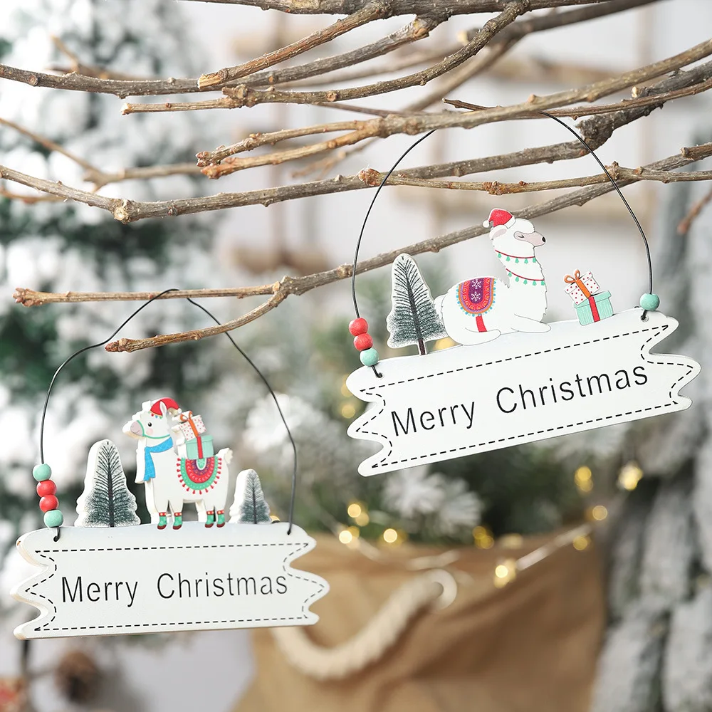 Креативная деревянная подвесная подвеска, украшение для дома, Рождественская елка, лама, альпака, автомобиль, рождественские украшения, висячие украшения