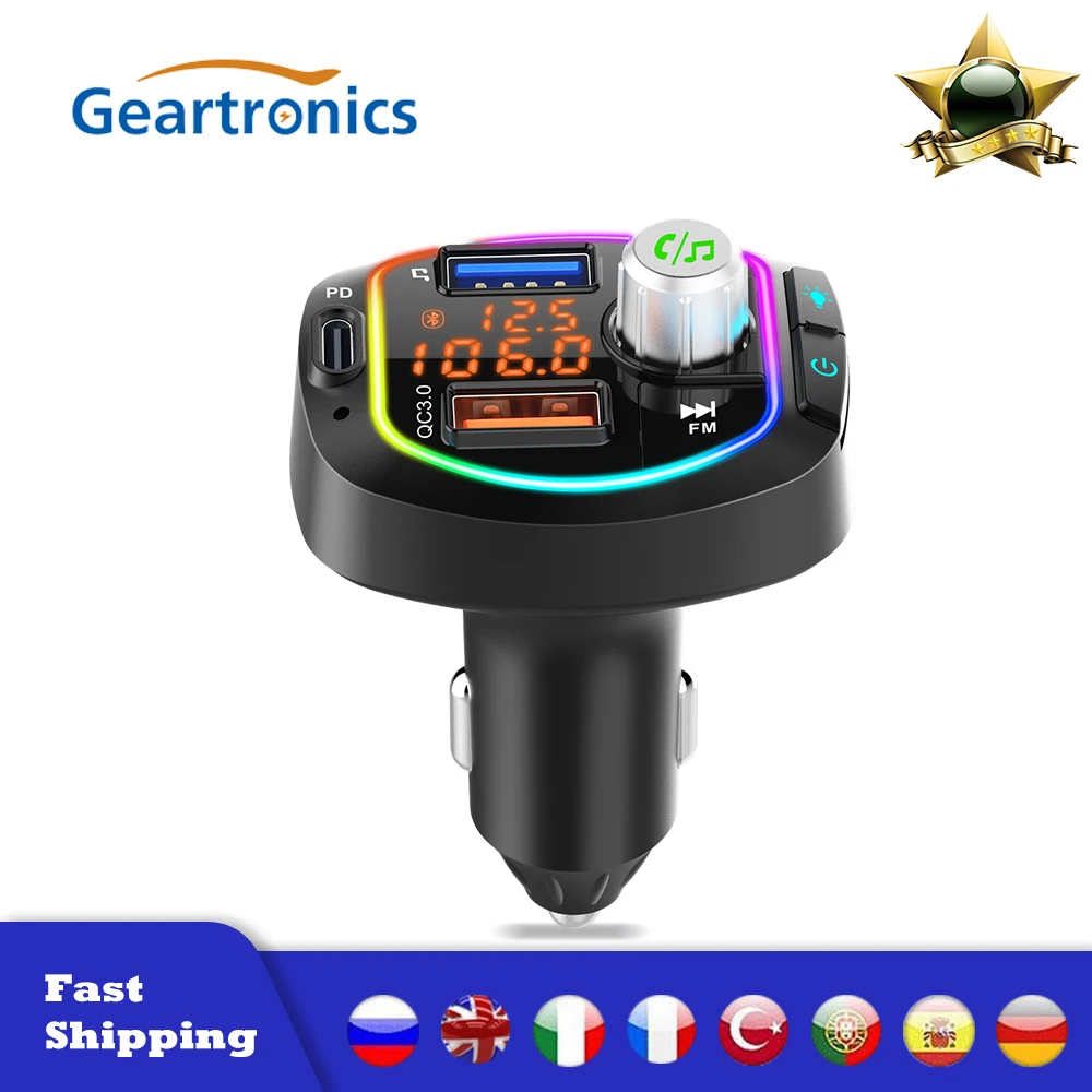 

New Wireless Bluetooth 5.0 FM Transmitter QC3.0 USB-C Fast Charger Car MP3 Player Radio Adapter Music Player Support TF Card