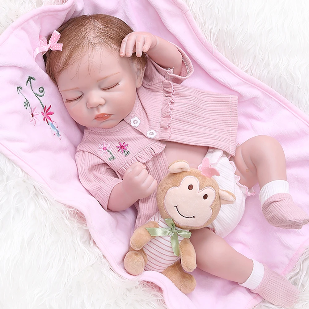 Кукла Boneca reborn girl 49 см супер настоящая силиконовая, виниловая кукла для детей подарок bebe reborn bathe toys Новорожденные куклы - Цвет: Розовый