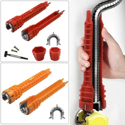 Clé à cannelure 8 en 1 antidérapante pour réparation d'évier de cuisine, montage de robinet de salle de bains, plomberie, chauffe eau, outils pour la maison 