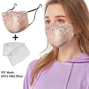 

Shiny Printing face mask Protective Party Mask Mask+ 2pcs Filter Pm2.5 Protective Mask mondkapjes wasbaar face mask маска#K