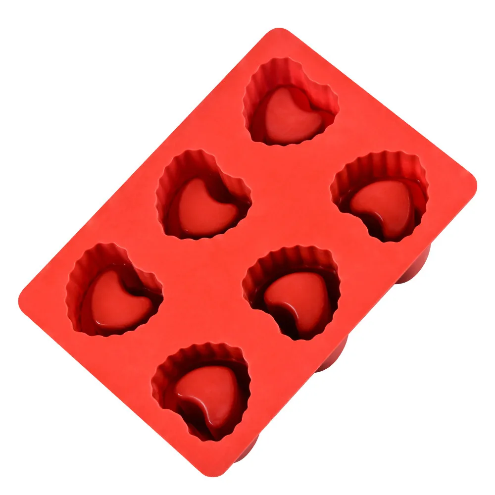 New 6 Cavity 3D Heart Ice Cube Mold Silicone DIY Homemade Cue Tray Decorating Tools | Дом и сад