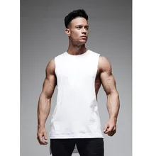 Стиль для мужчин Фитнес Спорт Бег упражнения на каждый день Прохладный Чистый Хлопок Эластичность жилет Мода AliExpress