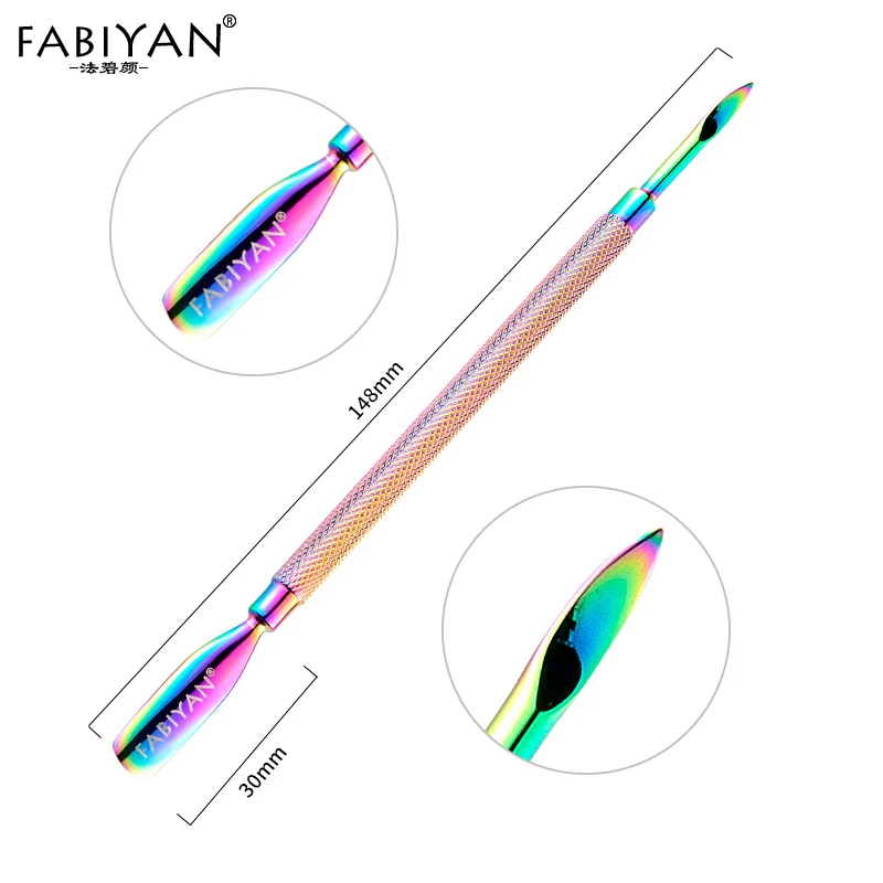 Толкатель для кутикулы из нержавеющей стали, двусторонний хамелеон, Радужный, для удаления пальцев, омертвевшей кожи, кончики для маникюра, для ногтей, инструменты для ухода, педикюр
