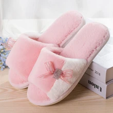 Женская осенне-зимняя обувь; мягкая теплая хлопковая прогулочная обувь с бантом; удобные тапочки; нескользящая домашняя обувь для улицы; sapato feminino