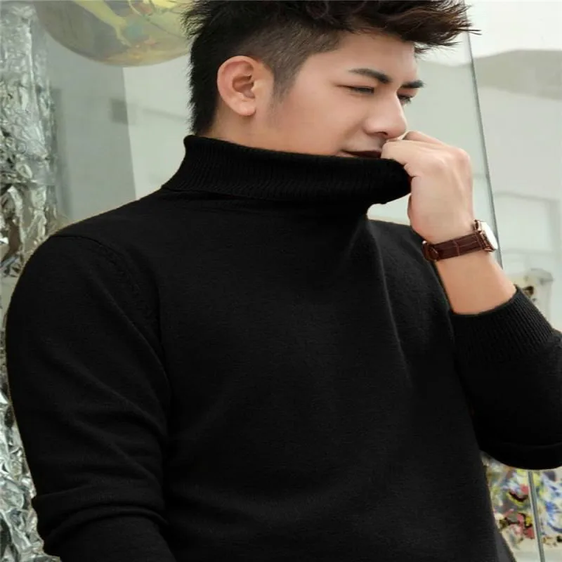 

Autumn and Winter Solid Color Woolen Sweater Men's High Neck Pullover Base Large Size Loose Knitted Cashmere Sweater Thickening