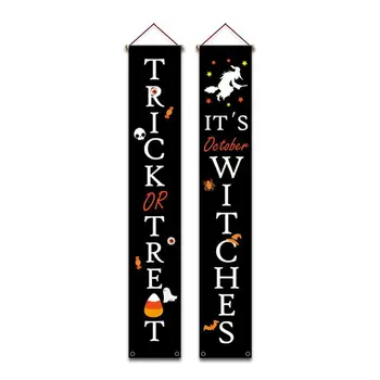 

Halloween Hanging Sign Trick Or Treat Banner For Home Office Door Display Porch Front Decorations R9W5