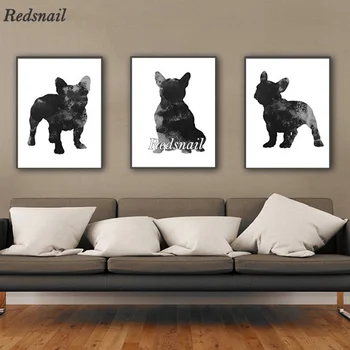 

D DIY Diamond Painting triptych Cross Stitch,Full Square/Round Embroidery Black French Bulldog Mosaic Pattern Art 3pcs ML751