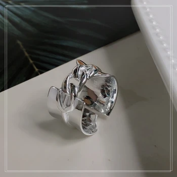 

S925 sterling silver simple line ring opening design Japanese and Korean style ins versatile Cool style Free freight gift