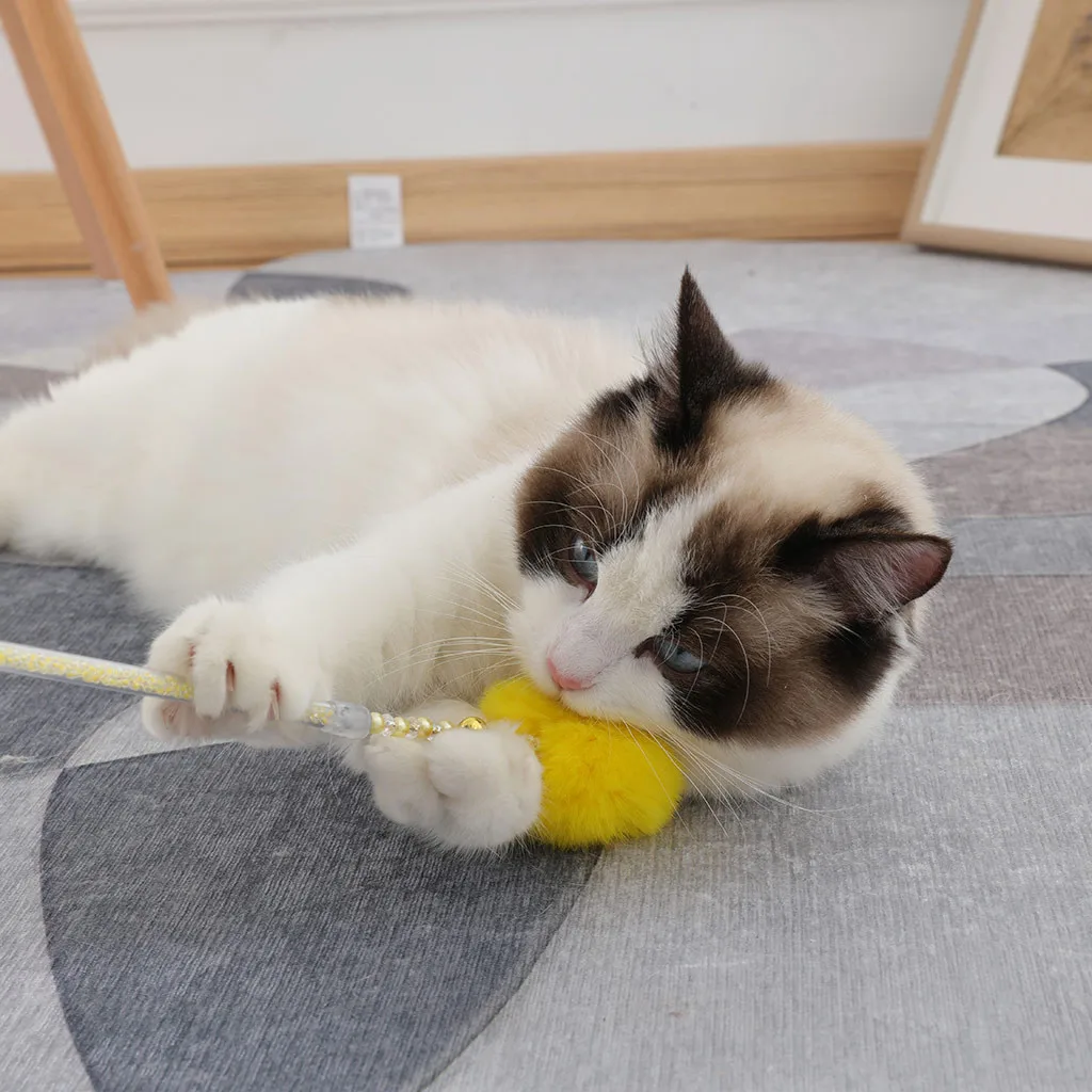 Домашние игрушки для кошек интерактивный шар котёнок Кот Игрушка интерактивная игрушка Мягкий шар и кошка перо и колокольчик игрушка для домашних животных Кошки товары для домашних животных