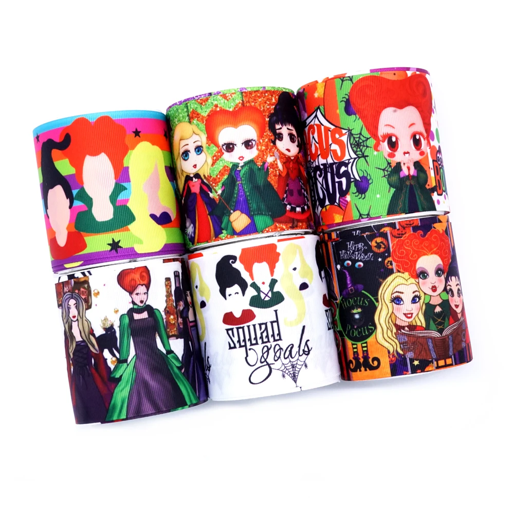 

Free shipping 50 yard per size halloween ribbon printed grosgrain ribbon 31915