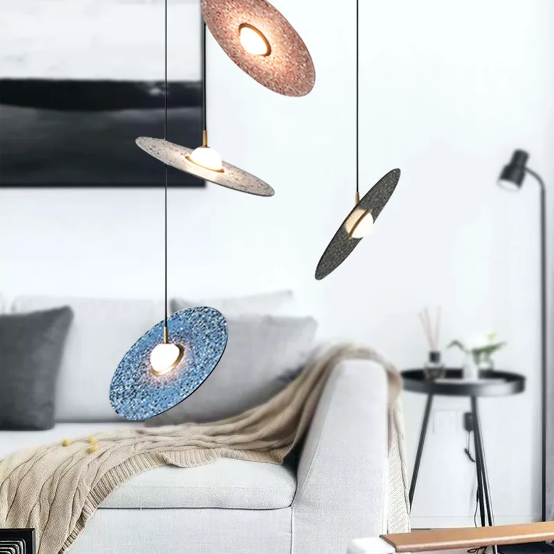 

Planet Terrazzo Pendant lamp Modern Simple round pendant light Nordic UFO Designer Personalized Dining Room Bar house light