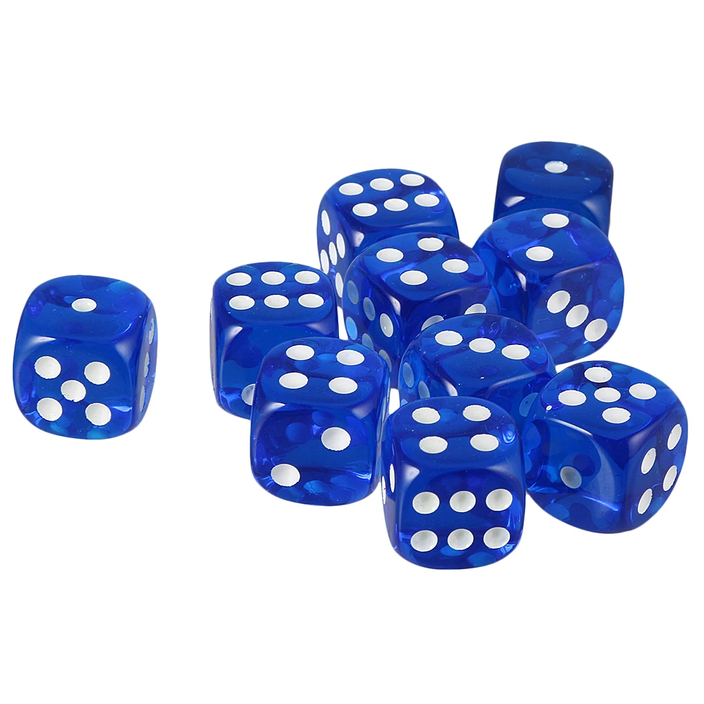 [Lot Of 20pcs] 16mm Poly D6 Dice Games Acrylic For Dungeons Dragons MTG RPG Role Playing (Blue + Red)