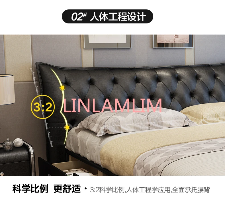 Genuine Leather bed frame camas кровать двуспальная lit beds سرير muebles de dormitorio мебель cama de casal storage drawers