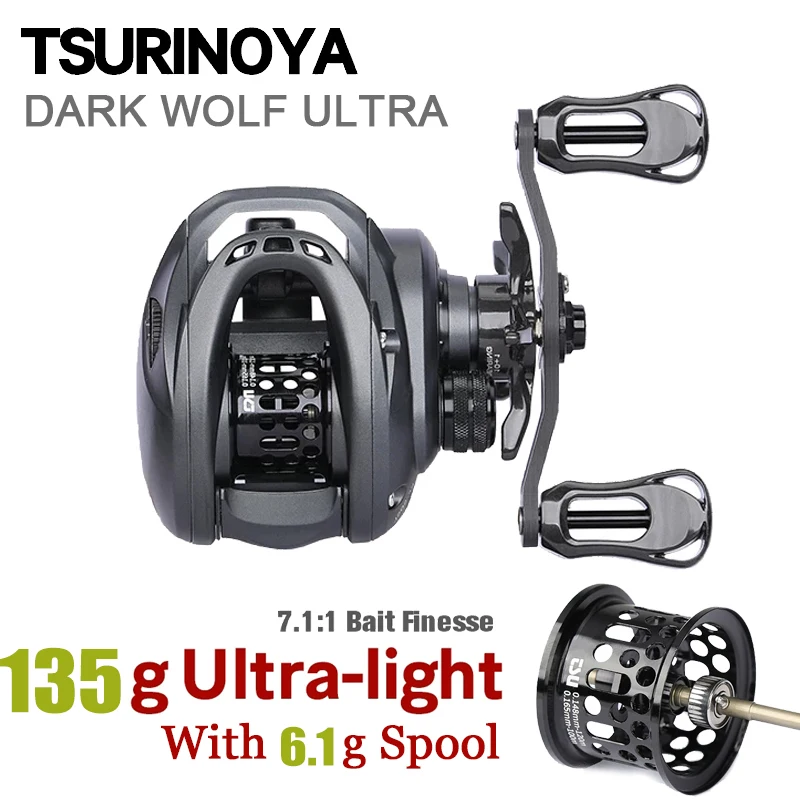 6 1 г BFS Шпулька TSURINOYA 135 Dark Wolf 50S 7 1: Звышлёгкі FINESSE Катушка для прынады Baitcaster