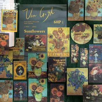 

60Sheets/pack Retro Paintings Sunflower Sticker Diary Planner Stickers Scrapbooking School Office Supplies Bullet Journal sl2743