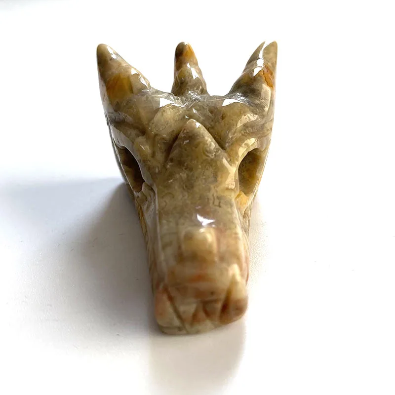 Высокое качество Crazy Agate Dragon Skull ручная резная Хрустальная Статуэтка-череп для украшения подарка или коллекции