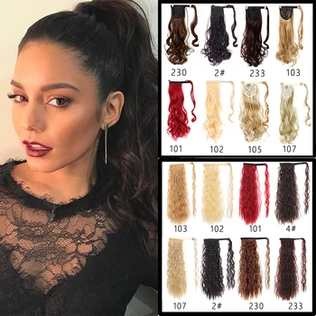 

DIANQI Long Wavy Wrap Around Clip In Ponytail Hair Extension Heat Resistant Synthetic Pony Tail Fake Hair for saprs
