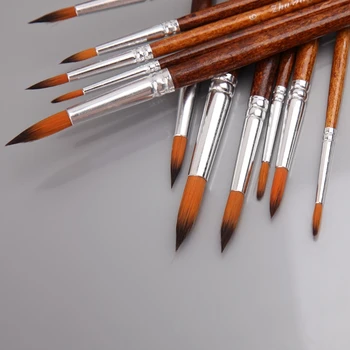 

12Pcs Artists Paint Brush Set Nylon Hair Acrylic Watercolor Round Pointed Tip