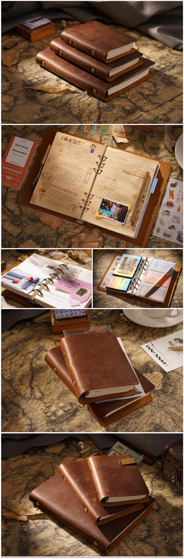 de couro caderno retro planejador diário viagem