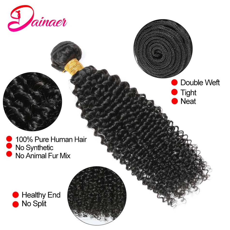 Peruvian Afro Kinky Curly Bundles Human Hair Weave Bundles 8-30Inch Natural Color Remy Hair Extensions 3/4 PCS Human