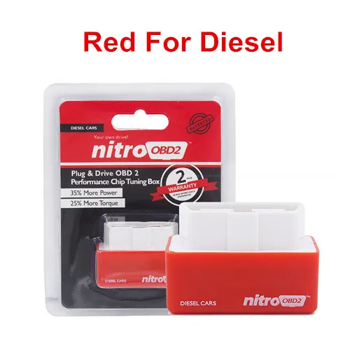 Лучший ECO OBD2 NitroOBD2 полный чип тюнинг производительность коробка Nitro OBD2 EcoOBD2 разъем и драйвер для дизельного бензина автомобиля OBDII интерфейс - Цвет: Red For Diesel
