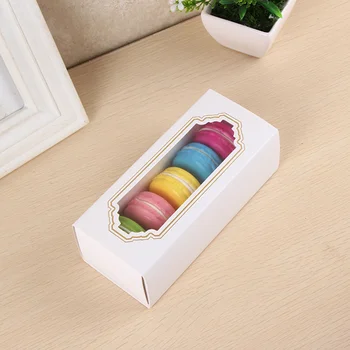 

30PCS Macaron Box for 5 Macaron Container Paper Dessert Macaron Party Gift Cake Packing Box with Clear Window