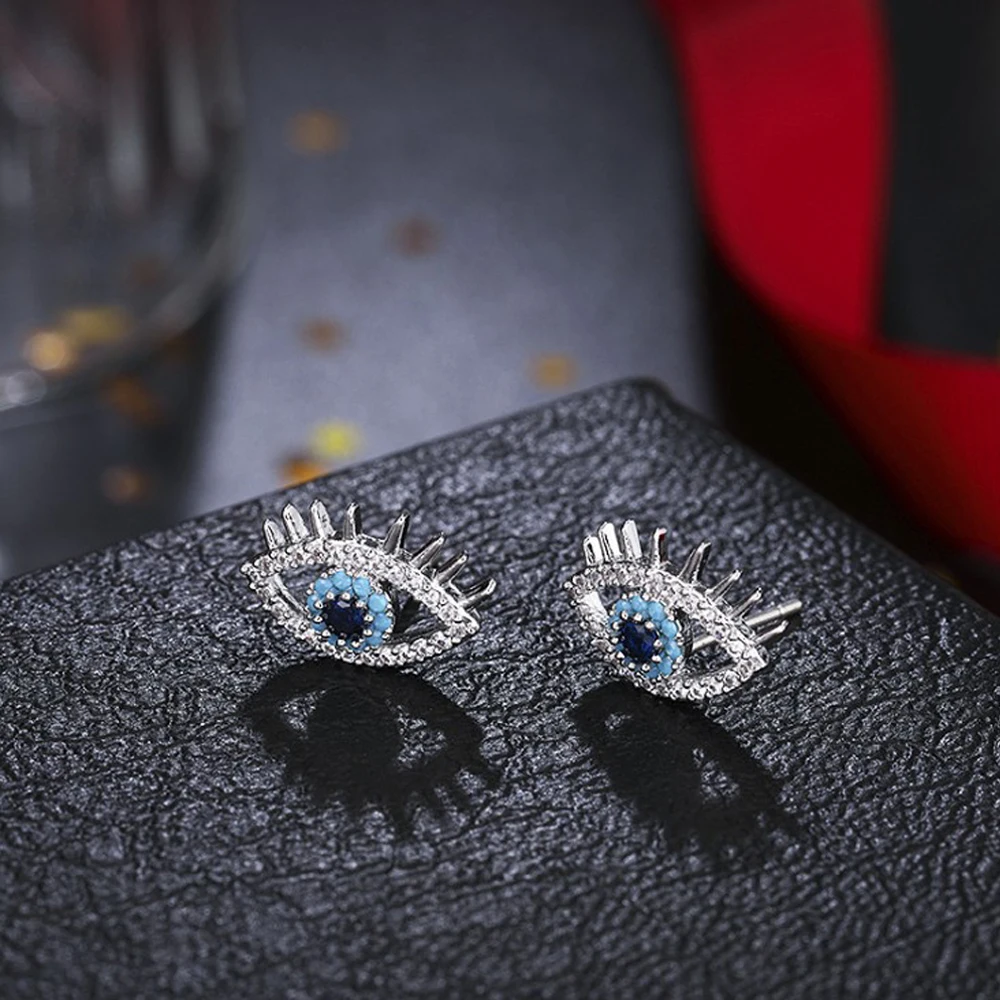 EVIL EYE Micro Pave Zircon гвоздики золотые, розовые серьги серебристого цвета медь турецкий глаз серьги ювелирные подарки для женщин дамы LE180