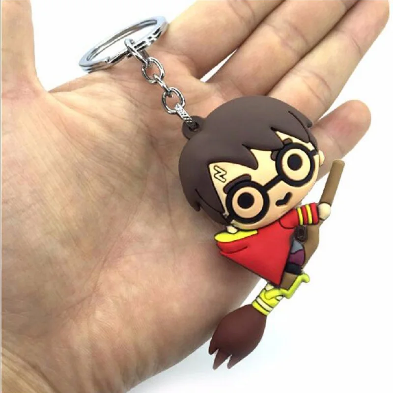 

Cute Harriom Car Keychain 3D Silicone Figure Potter Toy Cartoon Halloween Party Show Decoration Gift