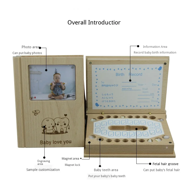 Детская Сувенирная деревянная коробка для хранения зубов для мужчин и женщин, детская коробка для хранения, английская, японская, Детская коробка для хранения