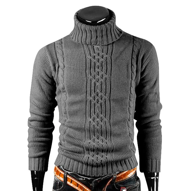 Winter Warm Turtleneck Sweater Men Vintage Tricot Pull Homme Casual Pullovers Male Outwear Slim Knitted Solid Jumper