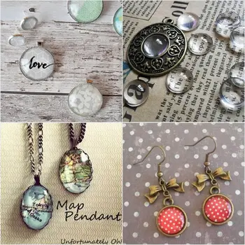 

About 50 Pcs Transparent Glass Dome Cabochon for Pendant Craft Jewelry Making XXFD