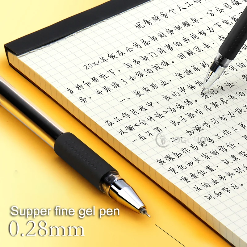 12pcs/box 0.28mm Ultra Fine point Gel Pen black ink refill gel pen for  school office supplies stationary pens stationery - AliExpress