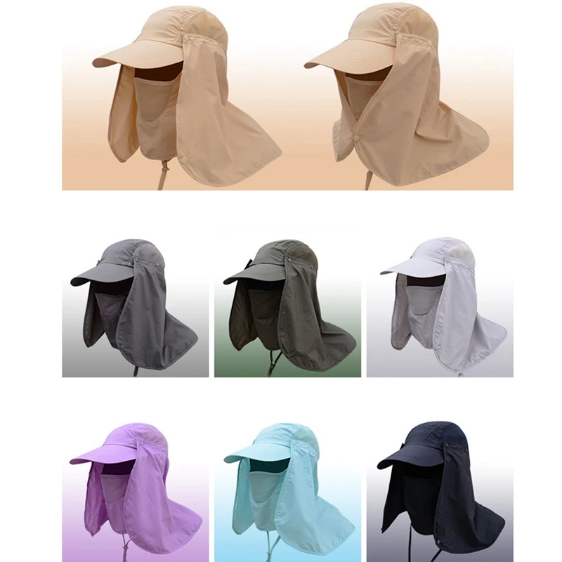 

Fishing Flap Cap Female Hat Men Women Quick Dry Sunshade UV Protection Removable Ear Neck Cover Outdoor Sports wear Accessories