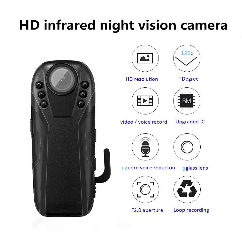 1080P Body Camera wearable Infrared night vision Mini Camera Video recorder Surveillance camera police wide angle Action camera