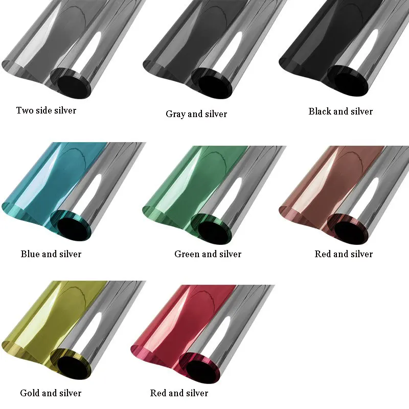 Purple Silver Insulation Window Film Solar Reflective One Way Mirror Color Sticker for Home and Office Decor Length 200cm