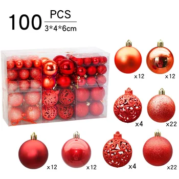 

100pcs Shatterproof Home Party Christmas Tree Ornaments Set Festival Hanging Holiday DIY Mini Multifunction Decorative Balls