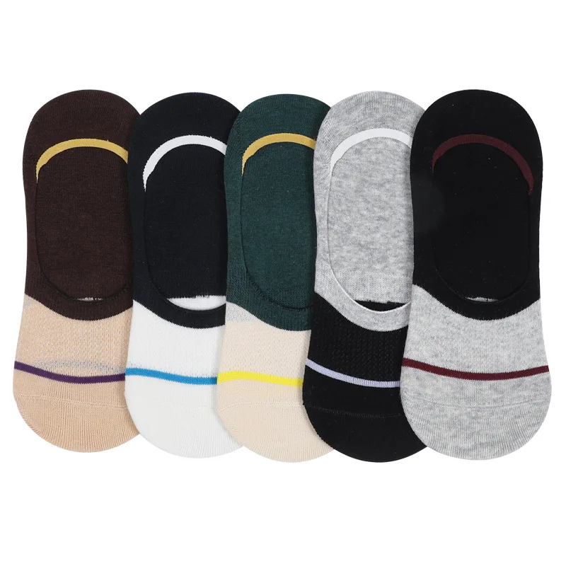 

5 Pairs New Fashion Bamboo Fibre Non-Slip Silicone Invisible Compression Socks Male Ankle Sock Men Cotton Socks Hot Sale 2020