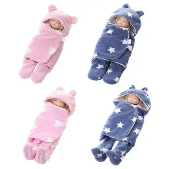 

Newborn blanket sleeping bag baby double layer full polyester printed plush blanket star baby car sleeping bag