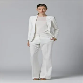 

White Female Ladies Pantsuit Women Pantsuit Jacket Women Fashion Long Sleeve Suit Women Tailored Collar Jacket Suits