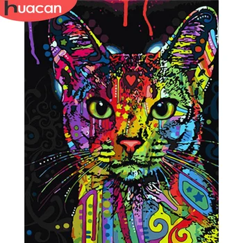 

HUACAN Painting By Numbers Colorful Cat DIY Coloring By Numbers Abstract Modern Wall Art Picture Kits For Home Decoration