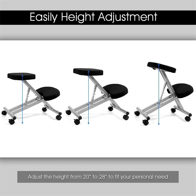 Costway Adjustable Height Ergonomic Kneeling Chair Rolling Padded Seat Office Chair Desk Chair Sillas Office Furniture HW60318 Costway Adjustable Height Ergonomic Kneeling Chair Rolling Padded Seat Office Chair Desk Chair Sillas Office Furniture HW60318