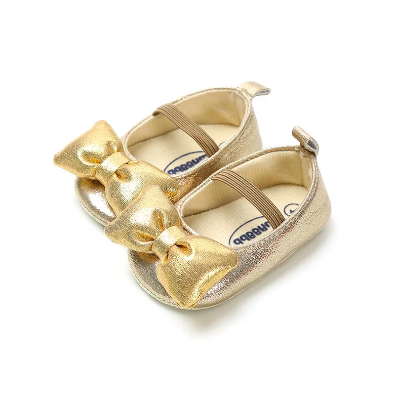 Zapatos suaves para caminar para niñas pequeñas de 0 a 12M, calzado informal con lazo 3D, zapatos de princesa infantiles de Color puro